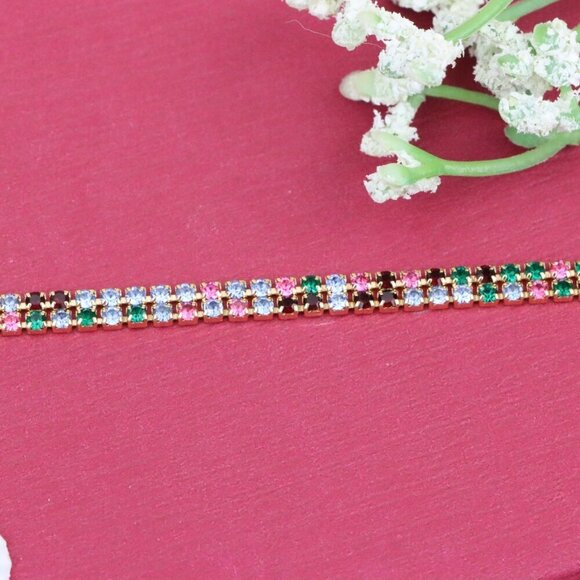 "Rainbow Zircon Tennis Bracelet in Rose Gold Finish, XPBL0808 - Picture 9 of 12